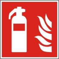 Feuerschutz Pro Brandschutzschild als Symbol Feuerlöscher nach ISO 7010 F 001, KNS (Kunststoff langnachleuchtend selbstklebend), DIN 67510, 150 x 150 mm N30006